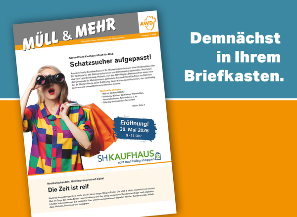 Abbildung der Titelseite der neuen Ausgabe Kundenzeitung Müll & mehr