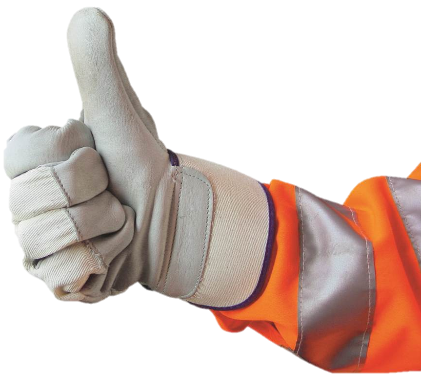 Daumen hoch Daumen hoch, Hand eines Müllwerkers